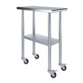 Amgood 30x15 Rolling Prep Table with Stainless Steel Top AMG WT-3015-WHEELS